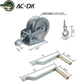 img 2 attached to 🔧 AC-DK Тяжелая ручная лебедка 1600 фунтов: универсальная крановая лебедка для ATV, лодки, прицепов, морских судов с стальным канатом 8 метров