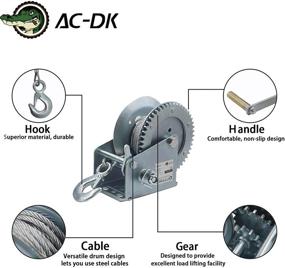 img 1 attached to 🔧 AC-DK Тяжелая ручная лебедка 1600 фунтов: универсальная крановая лебедка для ATV, лодки, прицепов, морских судов с стальным канатом 8 метров