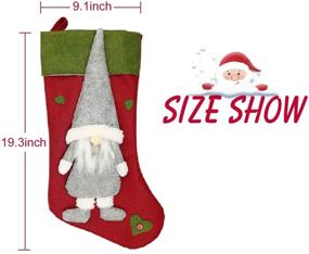 img 2 attached to 🎅 Premium Patimate Christmas Tomte Gnomes Stockings - 3 Type Swedish Santa Stockings for Festive Family Decor | 3 Pack, Red, Green, Gray