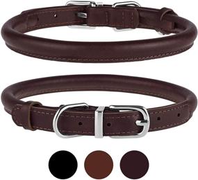 img 4 attached to 🐶 Premium Rolled Leather Dog Collar with Durable Metal Buckle - Stylish and Comfortable Pet Collars for Small Medium Large Dogs - Available in Black and Brown