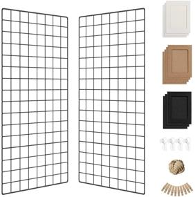 img 4 attached to Black Photo Grid Wall Shelf - Ins Art Display Panel for Decor, Storage, Memo Board, and Tool Organizer - Set of 2, 15.7 x 31.5 inches