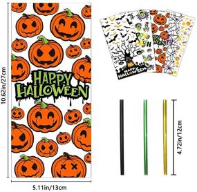 img 1 attached to 🎃 120pcs Halloween Cellophane Bags | Clear Candy Treats Sweet Cellophane Bags with 150pcs Twist Ties for Halloween Party Favors | XIMISHOP