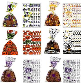 img 3 attached to 🎃 120pcs Halloween Cellophane Bags | Clear Candy Treats Sweet Cellophane Bags with 150pcs Twist Ties for Halloween Party Favors | XIMISHOP