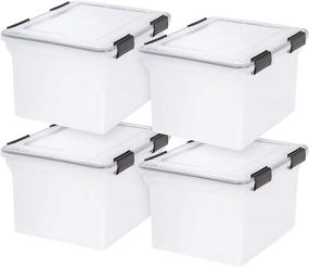 img 4 attached to 📦 Iris USA 32 Quart Weathertight Plastic Storage Bin Tote Organizing Container - Durable Lid, Secure Latching Buckles - 4 Pack