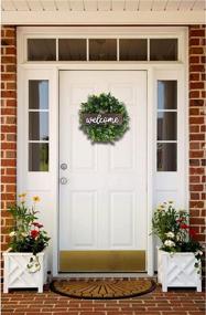 img 3 attached to 🌿 Elevate Your Front Door Décor with Green and White Style1 Farmhouse Spring Wreaths – Perfect for Outdoor Eucalyptus Boxwood Wall Decorations and a Warm Welcome!