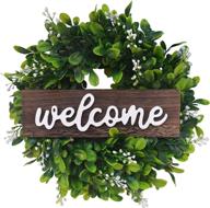 🌿 elevate your front door décor with green and white style1 farmhouse spring wreaths – perfect for outdoor eucalyptus boxwood wall decorations and a warm welcome! логотип