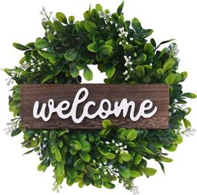 img 4 attached to 🌿 Elevate Your Front Door Décor with Green and White Style1 Farmhouse Spring Wreaths – Perfect for Outdoor Eucalyptus Boxwood Wall Decorations and a Warm Welcome!