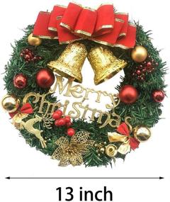 img 3 attached to 🎄 Fanme 13 Inch Christmas Wreath: Festive Merry Christmas Front Door Decor with Artificial Pine Garland for Party Décor