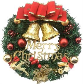 img 4 attached to 🎄 Fanme 13 Inch Christmas Wreath: Festive Merry Christmas Front Door Decor with Artificial Pine Garland for Party Décor