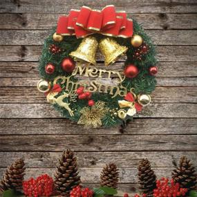 img 1 attached to 🎄 Fanme 13 Inch Christmas Wreath: Festive Merry Christmas Front Door Decor with Artificial Pine Garland for Party Décor