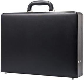 img 4 attached to 🔍 Optimized Search: Unisex Hardshell Briefcases with Combination Locks - Black Bonded Leather Slim Laptop Cases