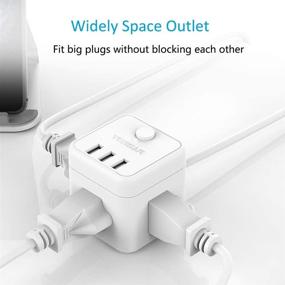 img 2 attached to 🔌 Cube Power Strip 3 Outlet, TESSAN Small Desktop Charging Station with 3 USB Ports, 5ft Extension Cord for Travel, Cruise, Dorm Room, White