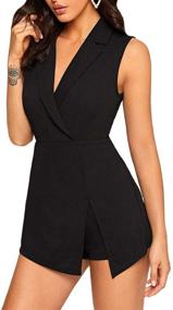 img 2 attached to 👩 SheIn Women's Notch Collar Sleeveless Blazer Jumpsuit: Chic and Versatile Solid Short Skort Romper