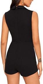 img 3 attached to 👩 SheIn Women's Notch Collar Sleeveless Blazer Jumpsuit: Chic and Versatile Solid Short Skort Romper