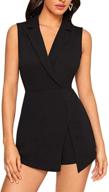 👩 shein women's notch collar sleeveless blazer jumpsuit: chic and versatile solid short skort romper logo