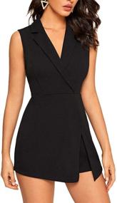 img 1 attached to 👩 SheIn Women's Notch Collar Sleeveless Blazer Jumpsuit: Chic and Versatile Solid Short Skort Romper