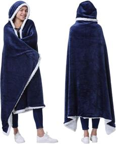 img 4 attached to 🧥 Catalonia Hooded Blanket Poncho: Premium Sherpa Fleece Wrap with Hand Pockets – The Perfect Comfy Wearable Blanket Cape for Children and Adults, Ideal Women's Gift