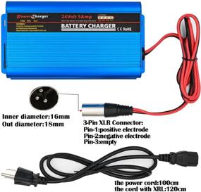 img 2 attached to High-performance 24V Battery Charger: Ideal for Scooters, Wheelchairs, Cars, Motorcycles, eBikes, Lawn Mowers, Marine Boats - 5A Trickle Charger with 3 Pin XLR Connector