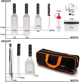 img 3 attached to 🔥 Leonyo Griddle Accessories Set of 21 with Carrying Bag - Heavy-Duty Metal Spatula for Flat Top Teppanyaki BBQ Gas Grilling - Triple-Riveted Grip - 8 Hooks Included - Dishwasher Safe - Ideal Man Gift