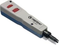 🔧 trendnet punch down tool with 110 and krone blade, insert and cut termination in one operation, interchangeable and reversible precision blades, network punch tool - grey (model: tc-pdt) logo