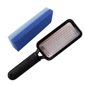 img 4 attached to Professional Callus Remover Set: 2pcs Stainless Steel Foot File & Exfoliator Sponge - Achieve Perfect Pedicures at Home