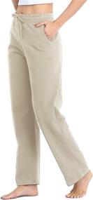 img 4 attached to Comfortable Women's Cotton Sweatpants: Open Bottom Yoga Sports Pants with Pockets - Lounge, Loose Fit, and Straight Leg Design