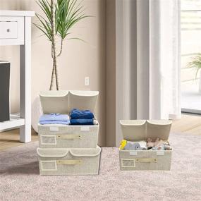 img 2 attached to 🗄️ Efficient Organization with Edergoo Storage Basket with Lid - Fabric Storage Bins, Collapsible, 3 Pack
