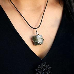 img 2 attached to 💎 AYANA Raw Labradorite Healing Crystal Pendant Necklace: A Powerful Real Crystal Jewelry for Overcoming Existential Crisis and Breaking Bad Habits | Handmade with Ethically Sourced Raw Natural Pure Gemstones