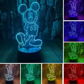 img 4 attached to 🔦 3D LED Acrylic Night Light with Remote & Smart Touch - Mickey Mouse Minnie Mice Mouse Toys - 16 Colors Changing Dimmable USB Powered Bedroom Decoration Table Lamp Sleep Light for Kids Boy & Girl Gifts