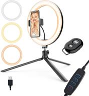 📸 selfie ring light with tripod stand, cell phone holder - 10 inch dimmable led circle light, 3 light modes & brightness levels for photography, makeup, live stream, youtube, vlogs, tiktok logo