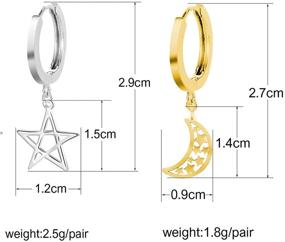 img 1 attached to Small Cross Bee Moon Star Hoop Earrings, Gold Plated Sterling Silver Huggie Hoop Drop Earrings for Women Teen Girls by ZZ ZINFANDEL