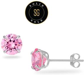 img 2 attached to 💎 SOLIDGOLD 14K Real Gold Round CZ Stud Earrings with Genuine Pink Swarovski CZ - Yellow, Rose & White Gold, 0.030-4.00 CTW