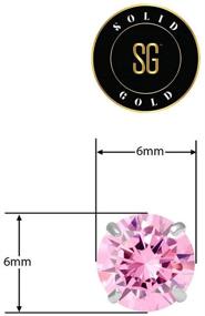 img 1 attached to 💎 SOLIDGOLD 14K Real Gold Round CZ Stud Earrings with Genuine Pink Swarovski CZ - Yellow, Rose & White Gold, 0.030-4.00 CTW