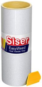 img 1 attached to Siser Glitter White Heat Transfer Craft Vinyl Roll + Hard Yellow Detailer Squeegee - 3ft x 10 Inch Bundle