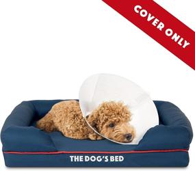 img 3 attached to Dog's Bed Replacement Outer Cover - Washable Oxford Fabric, Small (Blue with Red Piping)