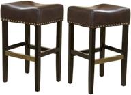 set of 2 christopher knight home louigi backless leather barstools in brown logo