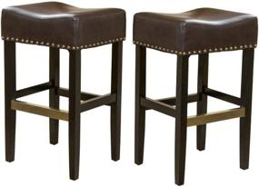 img 4 attached to Set of 2 Christopher Knight Home Louigi Backless Leather Barstools in Brown