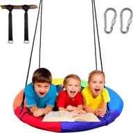 durable waterproof 40-inch flying saucer tree swing set | 900d oxford | adjustable hanging ropes | easy installation | steel frame | accessories included | rainbow color logo