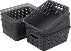 img 4 attached to CadineUS Small Plastic Woven Storage Baskets, Pack of 6