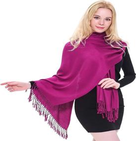 img 4 attached to New CJ Apparel Solid Color Design Shawl Scarf Wrap Stole Throw Head Wrap Face Cover Pashmina