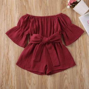 img 3 attached to Merqwadd Toddler Baby Girl Romper Jumpsuit: Trendy Flare Sleeve Shorts Overall with Belt for Summer Outfits