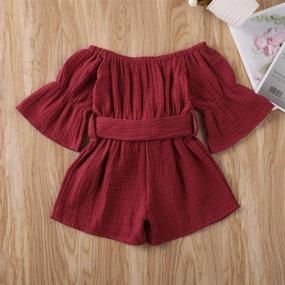 img 2 attached to Merqwadd Toddler Baby Girl Romper Jumpsuit: Trendy Flare Sleeve Shorts Overall with Belt for Summer Outfits