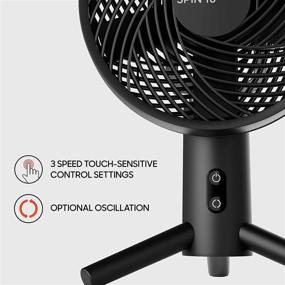 img 3 attached to 💨 Sharper Image SPIN 10: Compact & Powerful Desktop Fan with 3 Speeds, Stylish Black Design