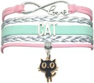 🐱 infinity love cat bracelet jewelry - leather cat gifts for women, girls, men, boys, cat lovers, owners - cat themed gifts logo