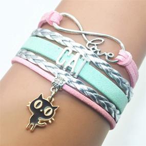 img 3 attached to 🐱 Браслет Infinity Love Cat Jewelry - Кожаные подарки с котиком для женщин, девочек, мужчин, мальчиков, любителей и владельцев кошек - Подарки с котиком