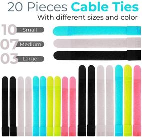 img 3 attached to 🔌 Pack of 20 Reusable Cord Organizer Keeper Holder - Fastening Velcro Cable Ties Straps for Earbud Headphones, Phones, Electronics, Computers- Wire Wrap Management Kit with Assorted Sizes and Colors