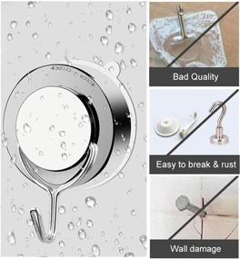 img 2 attached to 🔩 Waycco Reusable Suction Cup Hooks 4 Pack - Heavy Duty Stainless Steel Vacuum Towel Shower Hooks with Lock Knob, Waterproof Wall Hooks for Kitchen Bathroom Home