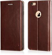 📱 belemay iphone 6s plus case, iphone 6 plus case, brown genuine leather wallet cover [durable soft tpu inner case] with card holder slots, kickstand, cash pocket - compatible with iphone 6/6s plus logo