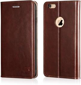 img 4 attached to 📱 Belemay iPhone 6s Plus Case, iPhone 6 Plus Case, Brown Genuine Leather Wallet Cover [Durable Soft TPU Inner Case] with Card Holder Slots, Kickstand, Cash Pocket - Compatible with iPhone 6/6s Plus