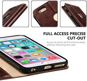 img 1 attached to 📱 Belemay iPhone 6s Plus Case, iPhone 6 Plus Case, Brown Genuine Leather Wallet Cover [Durable Soft TPU Inner Case] with Card Holder Slots, Kickstand, Cash Pocket - Compatible with iPhone 6/6s Plus
